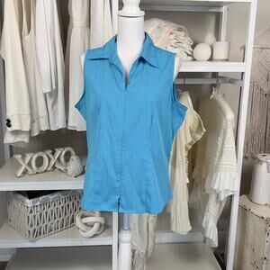 Tangents Women's Size XL Sleeve Zip Up Polo tank blouse- layering, classic #3147